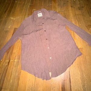 Abercrombie & Fitch oversized brown crinkled vintage button down
